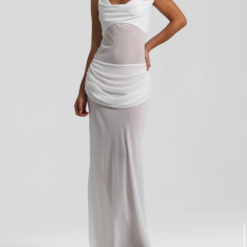 Elegant White and Cream Maxi Dress